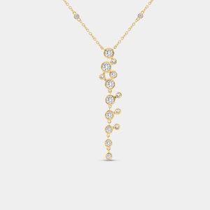 Gilded 1 Carat Lab-Grown Diamond Clustered Bezel-Set Necklace with Diamond Stations
