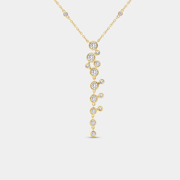 Gilded 1 Carat Lab-Grown Diamond Clustered Bezel-Set Necklace with Diamond Stations