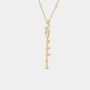 Gilded 1 Carat Lab-Grown Diamond Clustered Bezel-Set Necklace with Diamond Stations