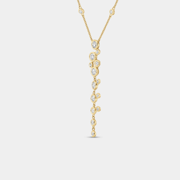 Gilded 1 Carat Lab-Grown Diamond Clustered Bezel-Set Necklace with Diamond Stations