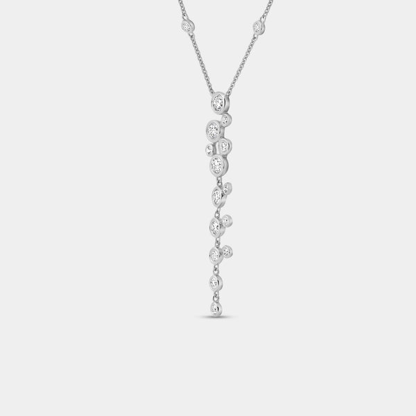 1 Carat Lab-Grown Diamond Clustered Bezel-Set Necklace with Diamond Stations — GILDED New York