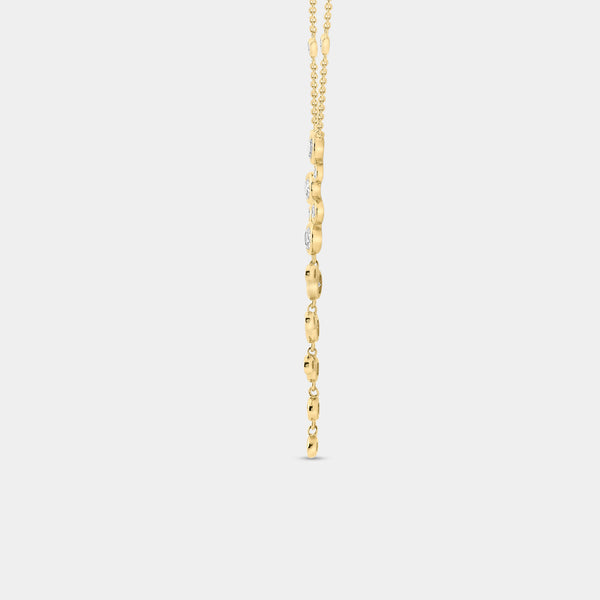 Gilded 1 Carat Lab-Grown Diamond Clustered Bezel-Set Necklace with Diamond Stations
