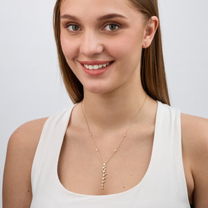 Gilded 1 Carat Lab-Grown Diamond Clustered Bezel-Set Necklace with Diamond Stations