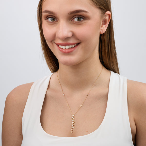 1 Carat Lab-Grown Diamond Clustered Bezel-Set Necklace with Diamond Stations — GILDED New York