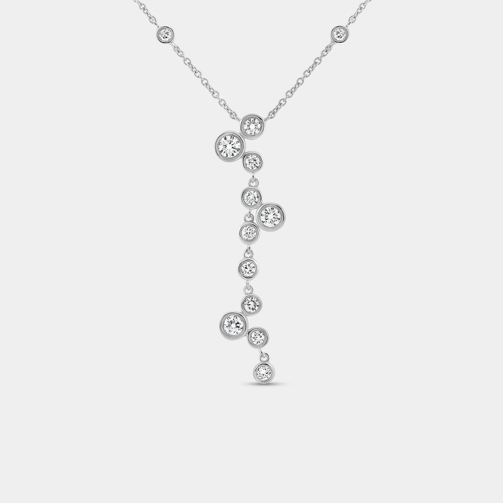 Gilded 1 Carat Lab-Grown Diamond Molecular Bezel-Set Necklace with Diamond Stations