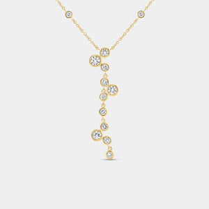 Gilded 1 Carat Lab-Grown Diamond Molecular Bezel-Set Necklace with Diamond Stations