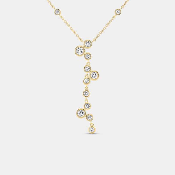 1 Carat Lab-Grown Diamond Molecular Bezel-Set Necklace with Diamond Stations — GILDED New York