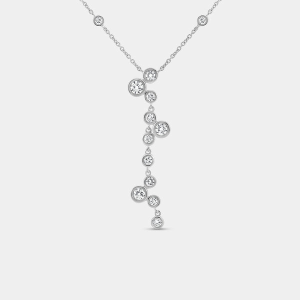 1 Carat Lab-Grown Diamond Molecular Bezel-Set Necklace with Diamond Stations — GILDED New York