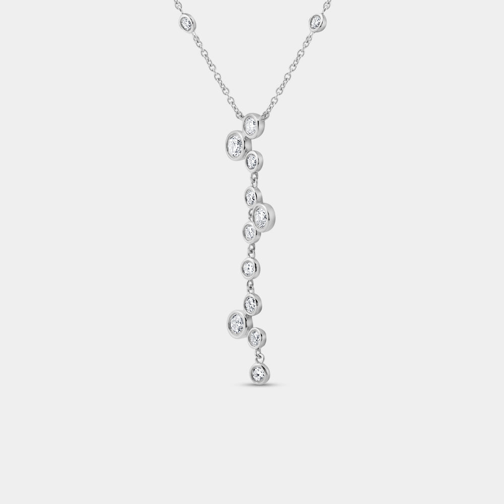 Gilded 1 Carat Lab-Grown Diamond Molecular Bezel-Set Necklace with Diamond Stations