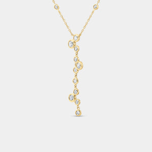 Gilded 1 Carat Lab-Grown Diamond Molecular Bezel-Set Necklace with Diamond Stations