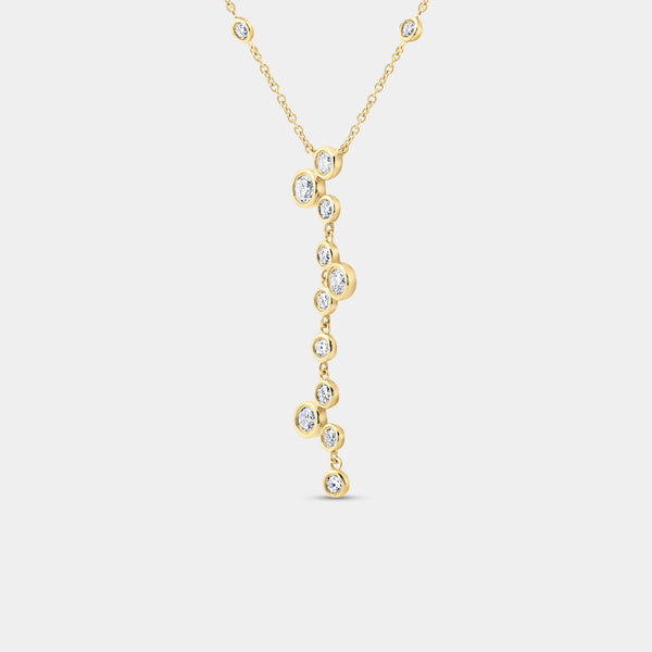 1 Carat Lab-Grown Diamond Molecular Bezel-Set Necklace with Diamond Stations — GILDED New York