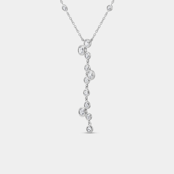1 Carat Lab-Grown Diamond Molecular Bezel-Set Necklace with Diamond Stations — GILDED New York