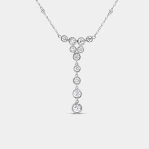 Gilded 1 and 1/4 Carat Lab-Grown Diamond Clustered Bezel-Set Necklace with Diamond Stations
