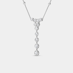 Gilded 1 and 1/4 Carat Lab-Grown Diamond Clustered Bezel-Set Necklace with Diamond Stations