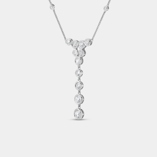 1 and 1/4 Carat Lab-Grown Diamond Clustered Bezel-Set Necklace with Diamond Stations — GILDED New York