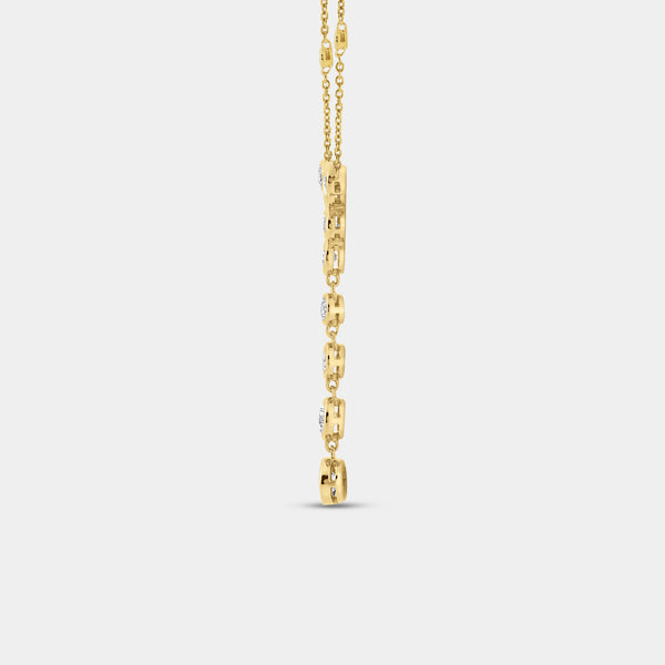 1 and 1/4 Carat Lab-Grown Diamond Clustered Bezel-Set Necklace with Diamond Stations — GILDED New York