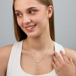 Gilded 1 and 1/4 Carat Lab-Grown Diamond Clustered Bezel-Set Necklace with Diamond Stations