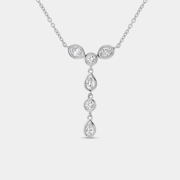 Gilded 1/2 Carat Lab-Grown Diamond Bezel-Set Necklace with Multi-Shaped Stones