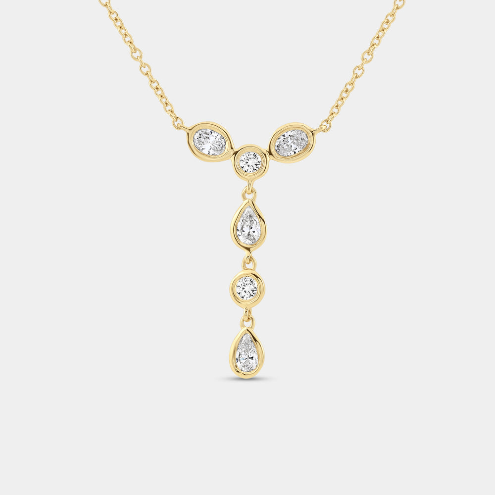 Gilded 1/2 Carat Lab-Grown Diamond Bezel-Set Necklace with Multi-Shaped Stones