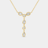 Gilded 1/2 Carat Lab-Grown Diamond Bezel-Set Necklace with Multi-Shaped Stones