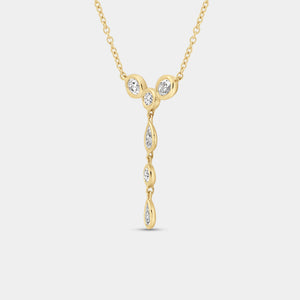 Gilded 1/2 Carat Lab-Grown Diamond Bezel-Set Necklace with Multi-Shaped Stones
