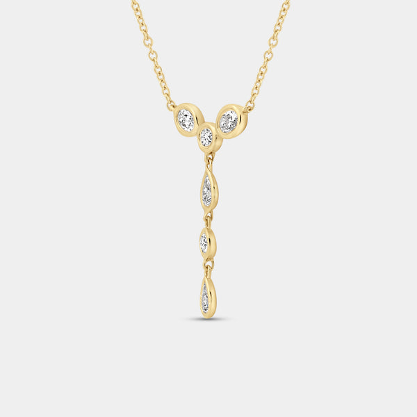 Gilded 1/2 Carat Lab-Grown Diamond Bezel-Set Necklace with Multi-Shaped Stones