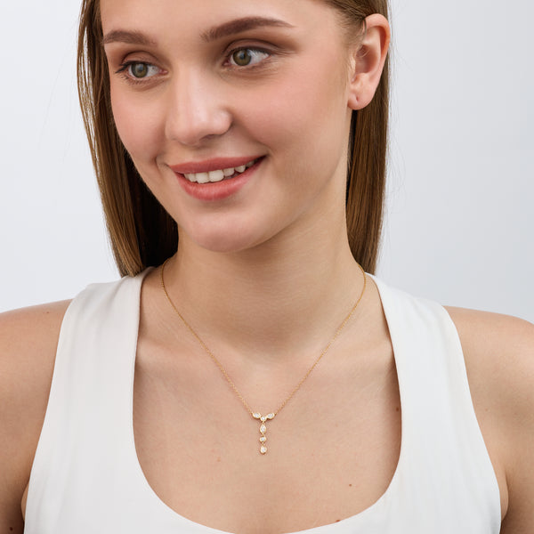 Gilded 1/2 Carat Lab-Grown Diamond Bezel-Set Necklace with Multi-Shaped Stones