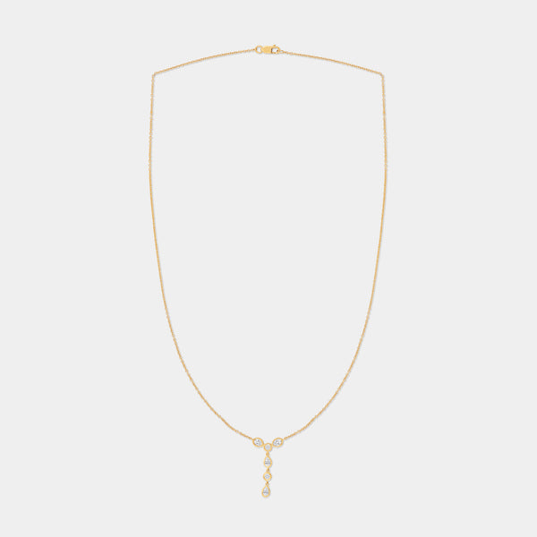 Gilded 1/2 Carat Lab-Grown Diamond Bezel-Set Necklace with Multi-Shaped Stones