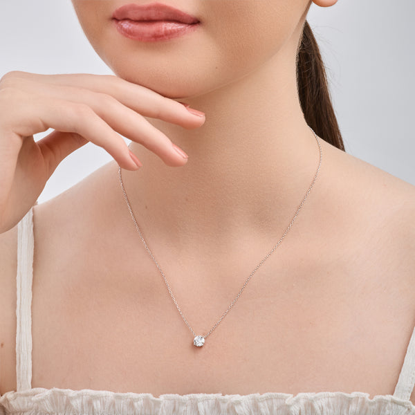 1 Carat Lab-Grown Diamond Round-Shaped Station Solitaire Pendant — GILDED New York