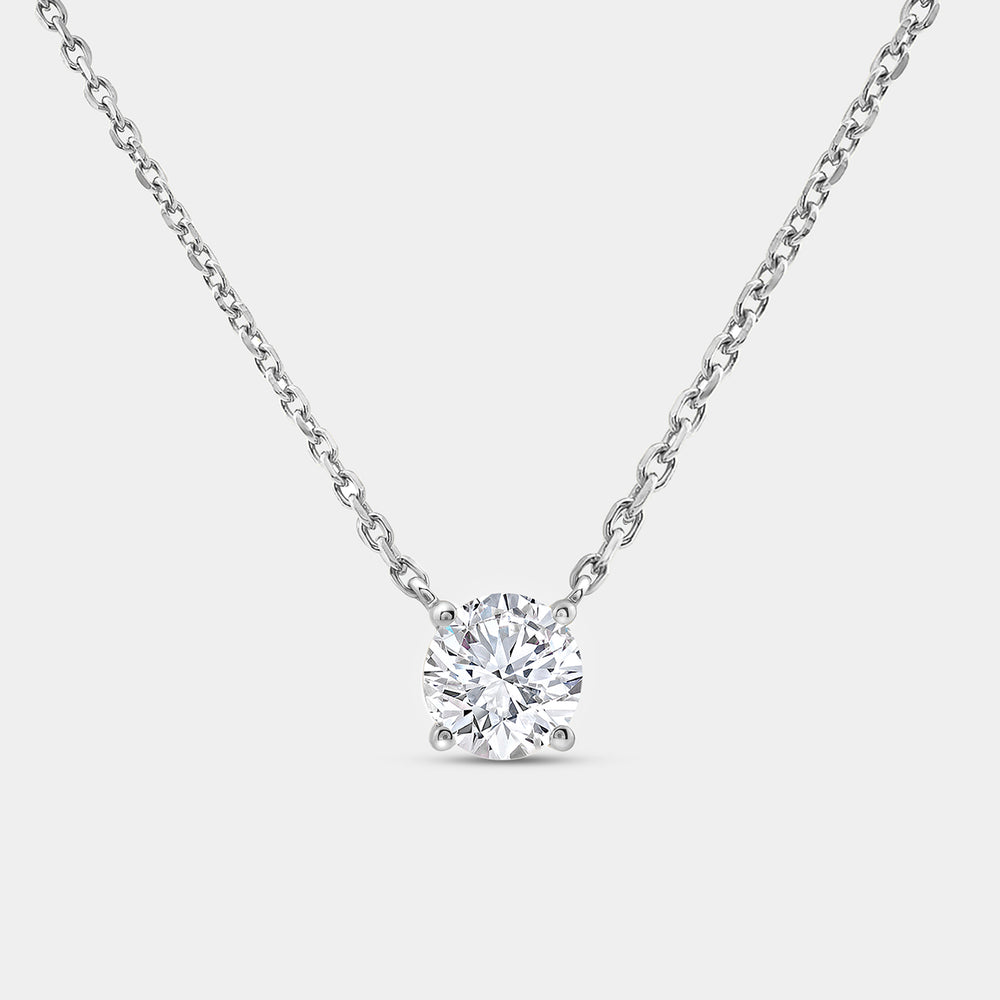 Gilded 1 Carat Lab-Grown Diamond Round-Shaped Station Solitaire Pendant