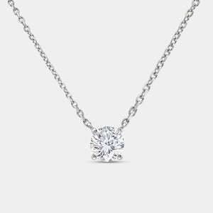 Gilded 1 Carat Lab-Grown Diamond Round-Shaped Station Solitaire Pendant