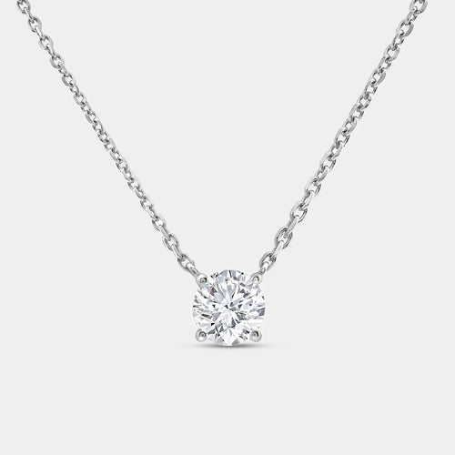 Gilded 1 Carat Lab-Grown Diamond Round-Shaped Station Solitaire Pendant