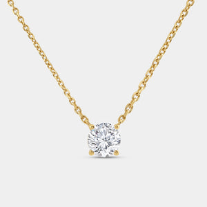 Gilded 1 Carat Lab-Grown Diamond Round-Shaped Station Solitaire Pendant