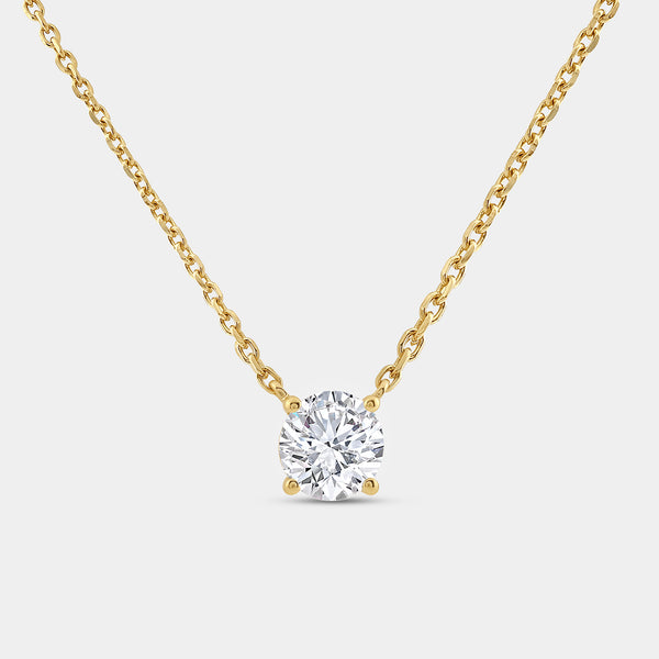 1 Carat Lab-Grown Diamond Round-Shaped Station Solitaire Pendant — GILDED New York