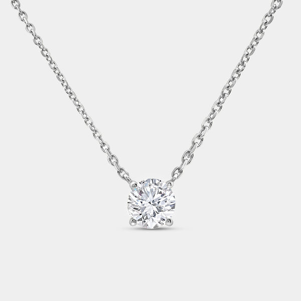 1 Carat Lab-Grown Diamond Round-Shaped Station Solitaire Pendant — GILDED New York