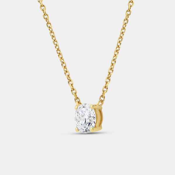 1 Carat Lab-Grown Diamond Round-Shaped Station Solitaire Pendant — GILDED New York