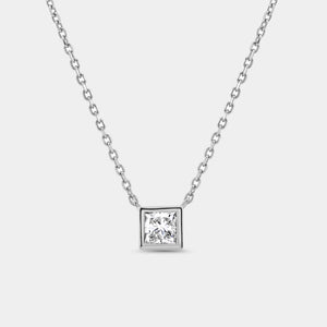 Gilded 1/2 Carat Lab-Grown Diamond Princess-Cut, Bezel-Set Station Solitaire Pendant