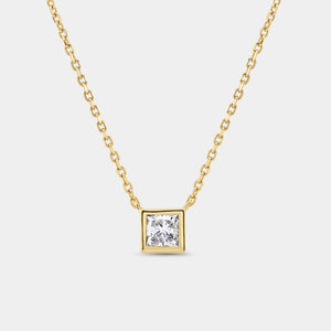 Gilded 1/2 Carat Lab-Grown Diamond Princess-Cut, Bezel-Set Station Solitaire Pendant