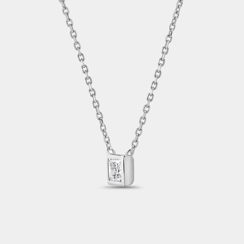 Gilded 1/2 Carat Lab-Grown Diamond Princess-Cut, Bezel-Set Station Solitaire Pendant