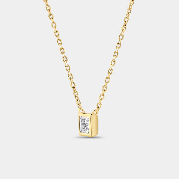 1/2 Carat Lab-Grown Diamond Princess-Cut, Bezel-Set Station Solitaire Pendant — GILDED New York