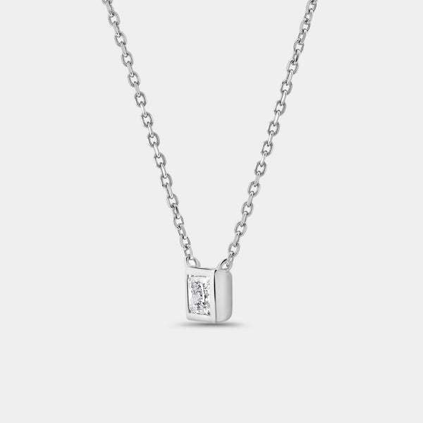 1/2 Carat Lab-Grown Diamond Princess-Cut, Bezel-Set Station Solitaire Pendant — GILDED New York