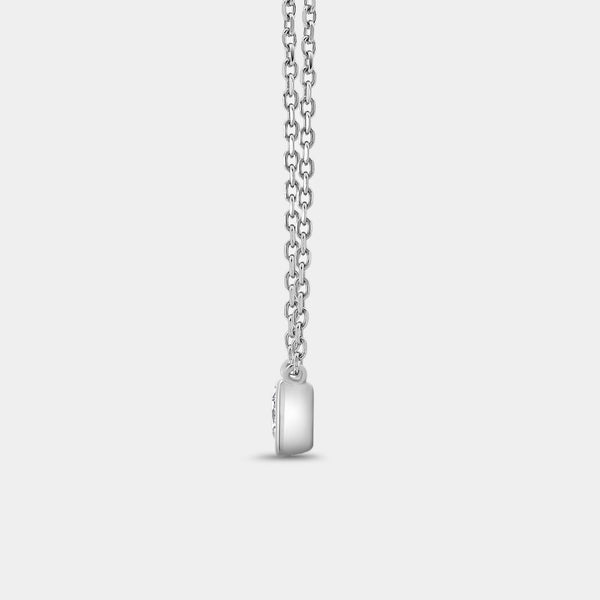 1/2 Carat Lab-Grown Diamond Princess-Cut, Bezel-Set Station Solitaire Pendant — GILDED New York