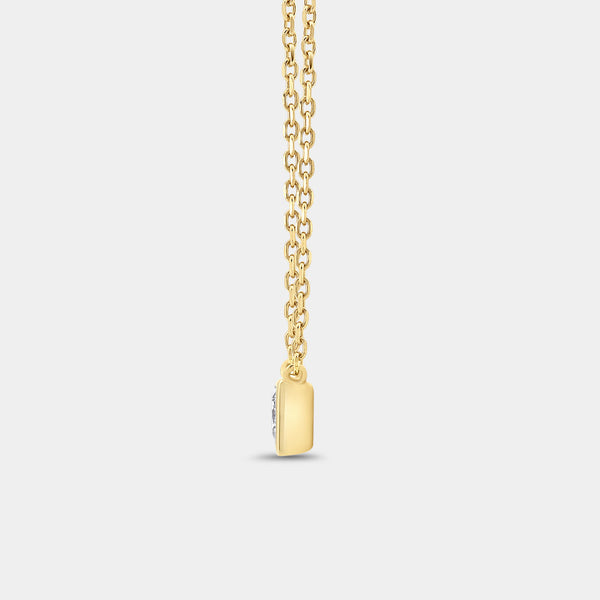 1/2 Carat Lab-Grown Diamond Princess-Cut, Bezel-Set Station Solitaire Pendant — GILDED New York