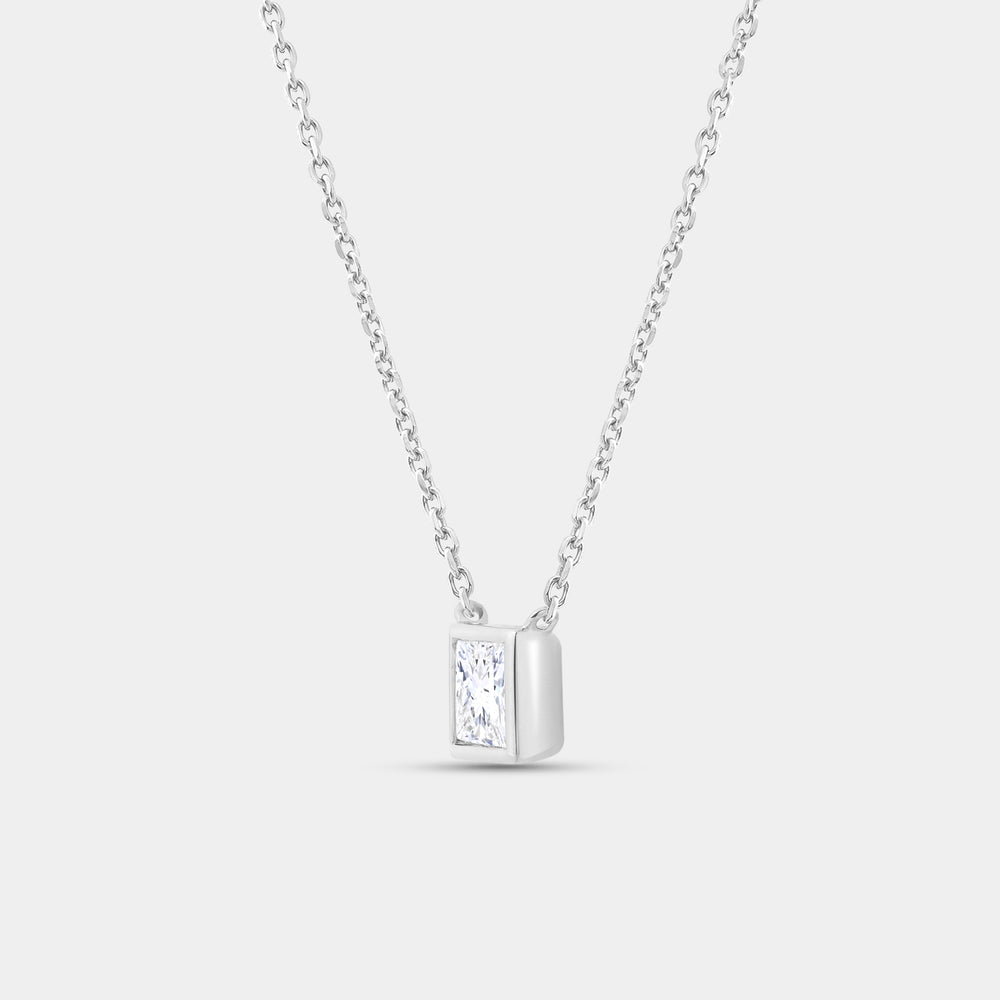 Gilded 1 Carat Lab-Grown Diamond Princess-Cut, Bezel-Set Station Solitaire Pendant