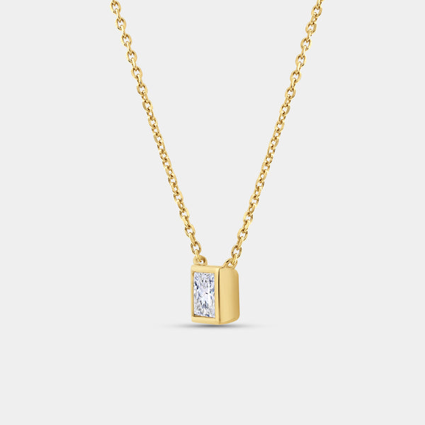 1 Carat Lab-Grown Diamond Princess-Cut, Bezel-Set Station Solitaire Pendant — GILDED New York