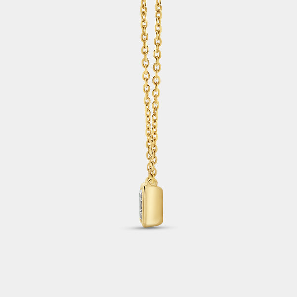 1 Carat Lab-Grown Diamond Princess-Cut, Bezel-Set Station Solitaire Pendant — GILDED New York