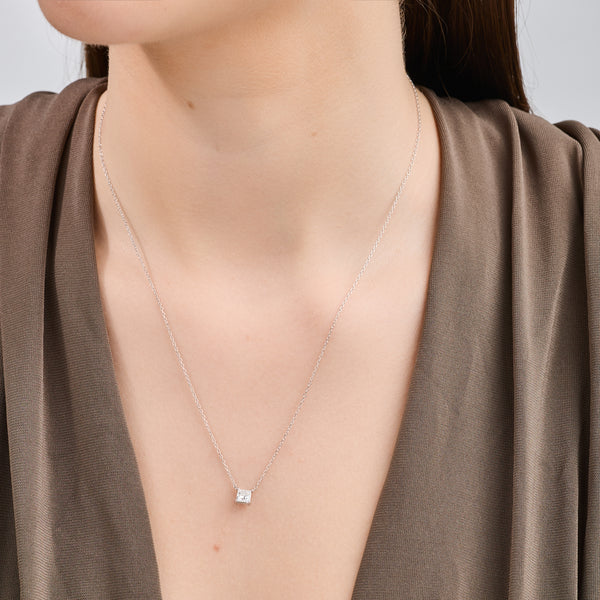 1/2 Carat Lab-Grown Diamond Princess-Cut Station Solitaire Pendant — GILDED New York