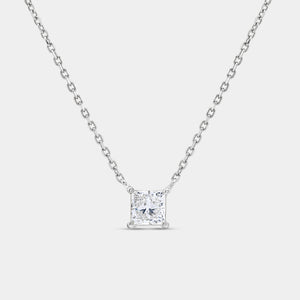 Gilded 1/2 Carat Lab-Grown Diamond Princess-Cut Station Solitaire Pendant