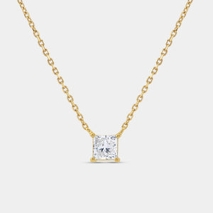 Gilded 1/2 Carat Lab-Grown Diamond Princess-Cut Station Solitaire Pendant