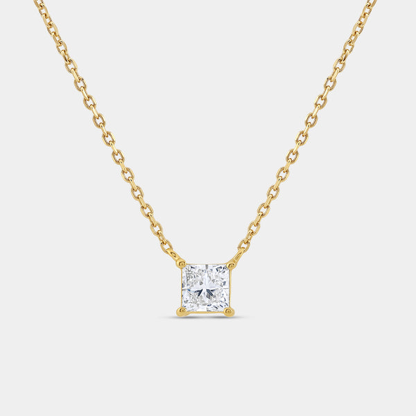 1/2 Carat Lab-Grown Diamond Princess-Cut Station Solitaire Pendant — GILDED New York